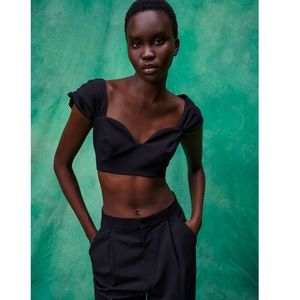 Zara Black wide shoulder straps Crop Top
